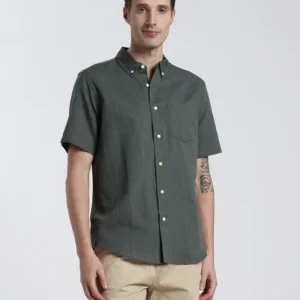 Green Cotton Linen Shirt
